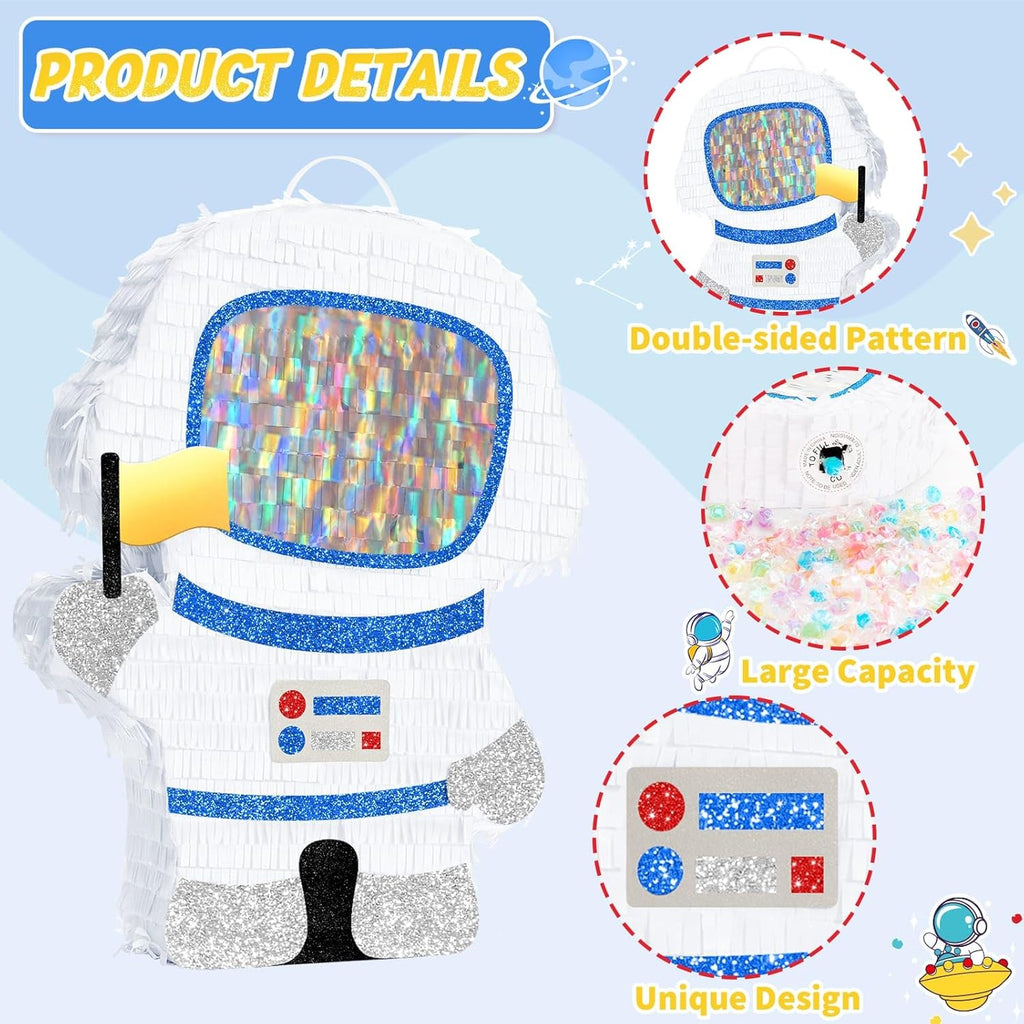 WERNNSAI Astronaut Piñata - Space Party Decorations Space Piñata Bundle with Blindfold and Bat Boy Birthday Decorations for Kids Family Birthday Games Supplies