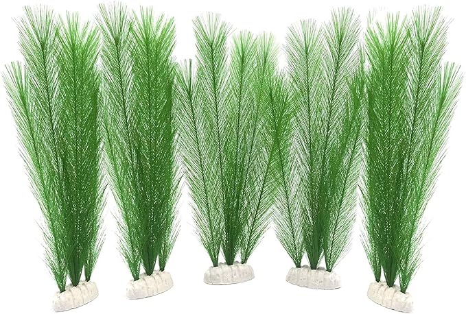 BEGONDIS Aquarium Decorations 5Pcs Fish Tank Artificial Green Water Plants Made of Silk Fabrics Plastic-PawvioPets