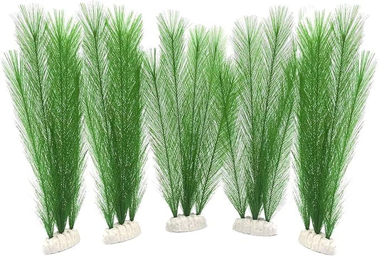 BEGONDIS Aquarium Decorations 5Pcs Fish Tank Artificial Green Water Plants Made of Silk Fabrics Plastic-PawvioPets