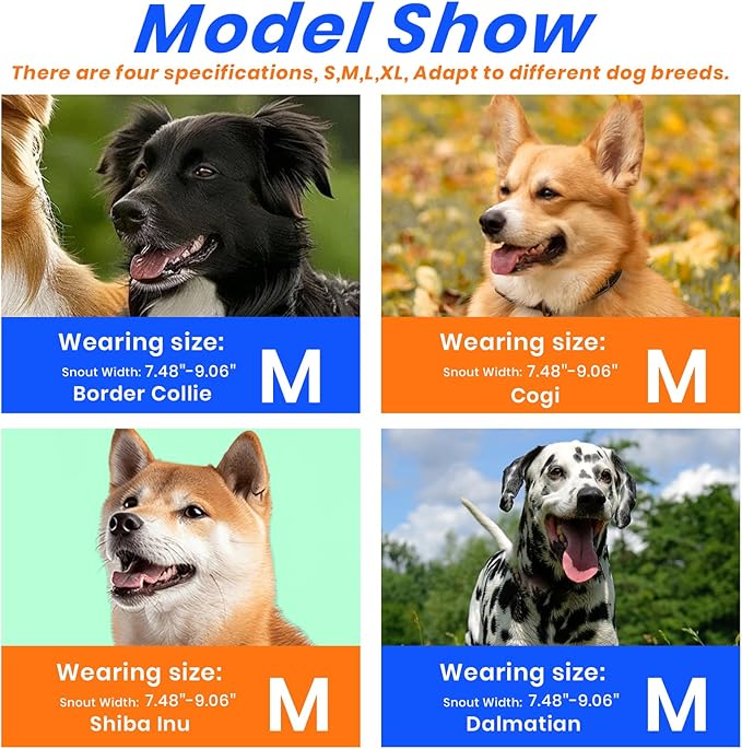 Dog Muzzle, Basket Muzzle for Small Medium Large Dogs, Anti-Biting and Chewing, Lightweight & Sturdy Cage Design,Allows Panting & Drinking, Ideal for Grooming & Training(Blue Size M)-PawvioPets