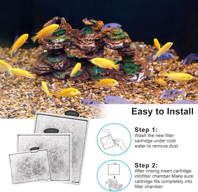 8 Pack Small Aquarium Filter Cartridges Compatible with Aqueon Replacement Filter Cartridges Compatible with Aqueon QuietFlow E Internal Power Filter Size 10 and Minibow Aquarium Filters Size 1/2.5/5-PawvioPets