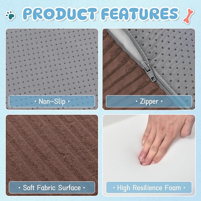 Dog Steps for Small Dogs, 4-Step Pet Ramp Stairs for High Beds and Sofa, Non-Slip Pet Stairs for Small Dogs and Cats, Removable and Easy to Clean Cover, Coffee-PawvioPets