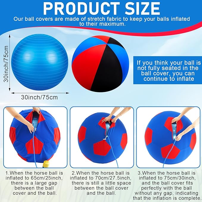 30inch Giant Herding Ball with Cover Anti Burst Ball Please Watch VCR for How to Inflation Horse Toys for Horses Stall Entertainment Play, Pump Included(Stylish)-PawvioPets