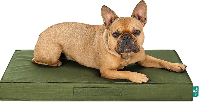 FurHaven Cooling Dog Bed – Medium Foam Mattress for Joint Pain Relief, Waterproof Liner, Removable Washable Cover, Durable for Outdoor Use, Deluxe Grid Indoor/Outdoor Bed – Green, Medium-PawvioPets