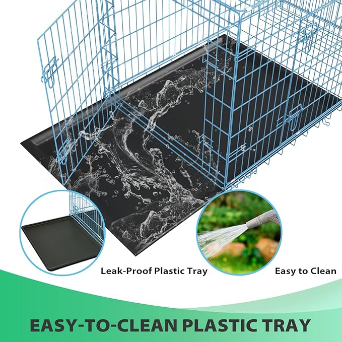 BestPet | Dog Crate | 24" | Blue | Foldable Metal Kennel with Double Doors, Secure Slide-Bolt Latches, Leakproof Tray | Portable Dog Cage for Small Breeds | for Travel, Indoor & Outdoor Use-PawvioPets