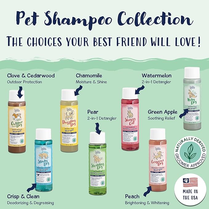 Bobbi Panter Dog Shampoo - Made in USA - All Natural Formula for Itch Relief & Soothing Skins, Concentrated 16:1 for Professional Groomers - Green Apple Scent, 13 Oz-PawvioPets