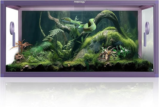 50 Gallon Bearded Dragon Tank, Reptile Enclosure for Easy Maintenance, Front Opening Reptile Tank with Top Screen Ventilation & Glass Sliding Door 36''x18''x18''-PawvioPets