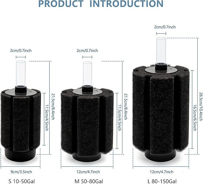 4 Pack 70-80 Gal Aquarium Sponge Filter with Air Stone and Ceramic Filter Media Quiet Fish Tank Filters for Breeding Fry Betta Shrimp Fish Tank with Accessories-PawvioPets