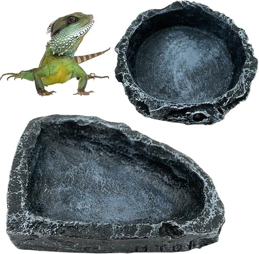 2 Pack Reptile Feeding Dish Corner Bowl, Reptile Water Dish Food Bowl Feeding Terrarium Bowls for Bearded Dragon Lizard Frog Gecko Tortoise Hermit Crab-PawvioPets