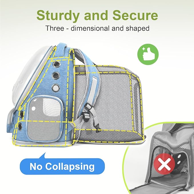Expandable Cat Backpack,Cat Bubble Backpack Carrier for Carrying Cats, Pets and Small Dogs,Airline-Approved,Designed for Travel, Hiking, Walking,Car （Blue-PawvioPets