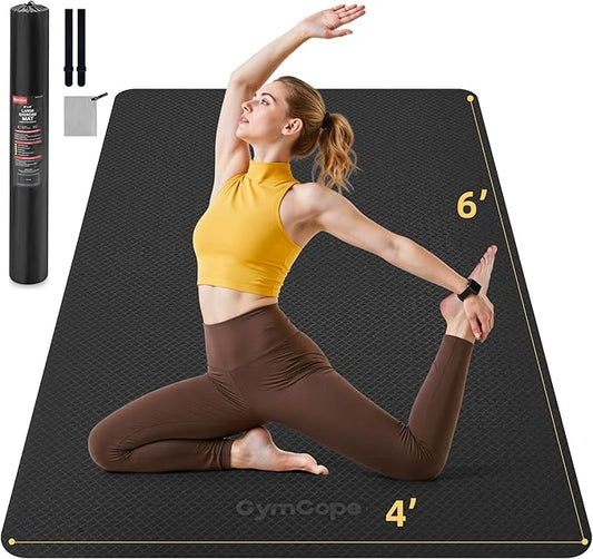 Extra Large Yoga Mat - 72"x35", 72"x48", 78"x57" - Wide TPE Exercise Mat for Home, Stretching, Couples & Family Workouts - 6-12mm Thick, Non-Slip & Waterproof - with Carry Bag and Straps-PawvioPets