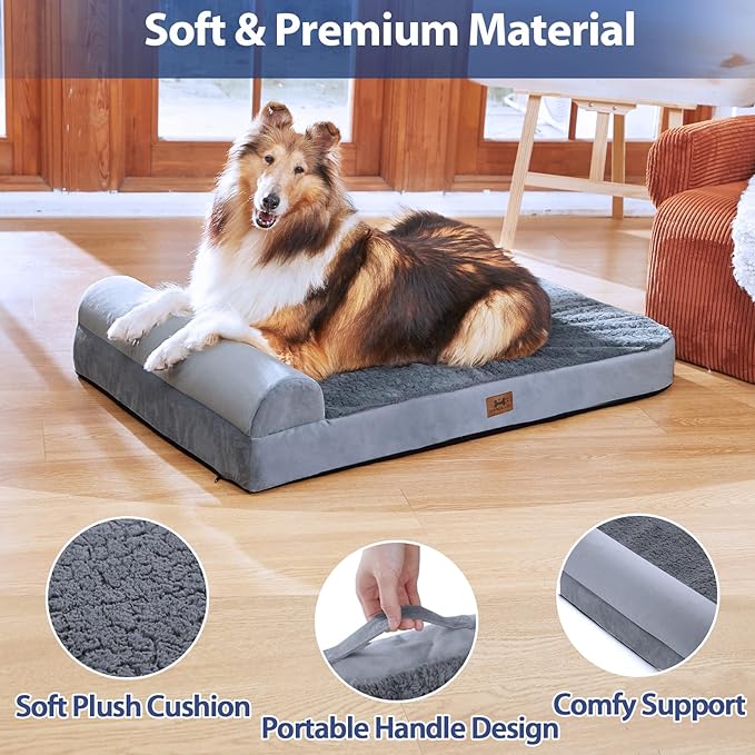 Bark Alley Jumbo Memory Foam Orthopedic Bed - Waterproof Washable Cover, Perfect for Medium, Large, and Extra Large Dogs, Sofa and Couch-PawvioPets