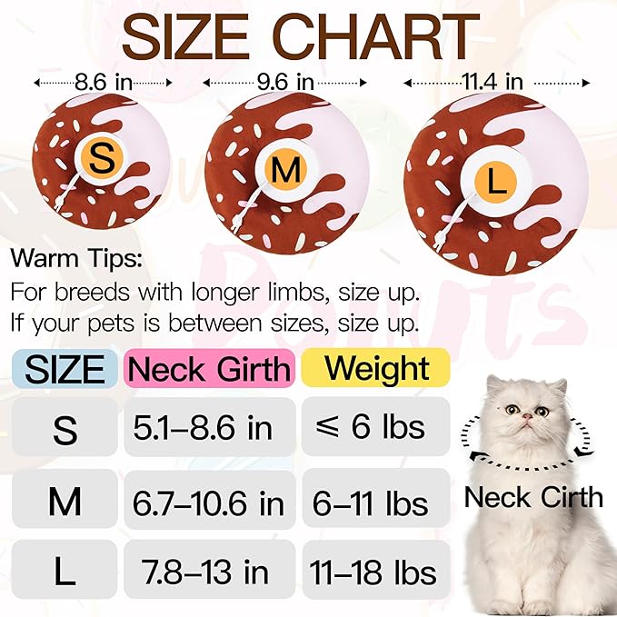 Cat Cone Collar Soft, Cute Cat Donut Collar After Surgery, Adjustable Kitten Recovery Cones to Stop Licking, Lightweight Neck Elizabethan Collars for Cats Kittens (Chocolate, Small)-PawvioPets