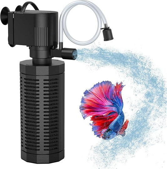 Aquarium Internal Filter for 20-50 Gallons, Ultra-Quiet Fish Tank Filter Biochemical Filtration 320GPH Powerful Pump Submersible Aquarium Filter Tank Clear Air Supply-PawvioPets