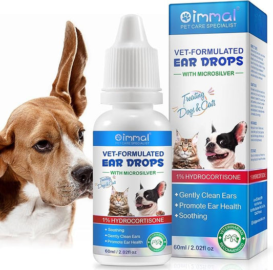 Dog Ear Infection Treatment, Cat & Dog Ear Cleaner for Itchy Relief, Antiseptic,Waxing,Cleansing, Ear Mite Treatment for Dog Cats, Yeast Ears Infection Treatment for Dogs, 2.02fl.oz-PawvioPets