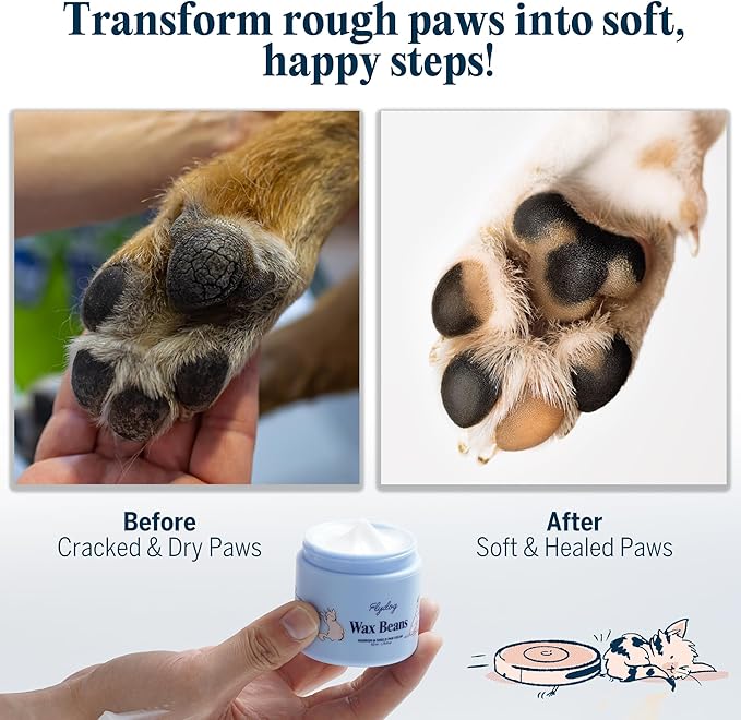 Flydog Wax Beans Fragrance-Free Pet Paw & Nose Balm Cream – Moisturizing, Soothing & Repairing Dry, Cracked Pads for Dogs, Cats & Small Animals, Avocado Oil Multi-Purpose Paw & Nose Protector, 50ml-PawvioPets
