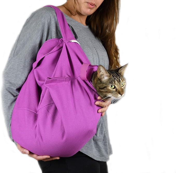 Cozy Comfort Carrier - X-Small Lavender Cat Carrier Soft, Cat Restraint Bag and Cat Sling Carrier for Grooming, Vet Visits, Medication Administration, Dental Care, and Nail Trimming-PawvioPets