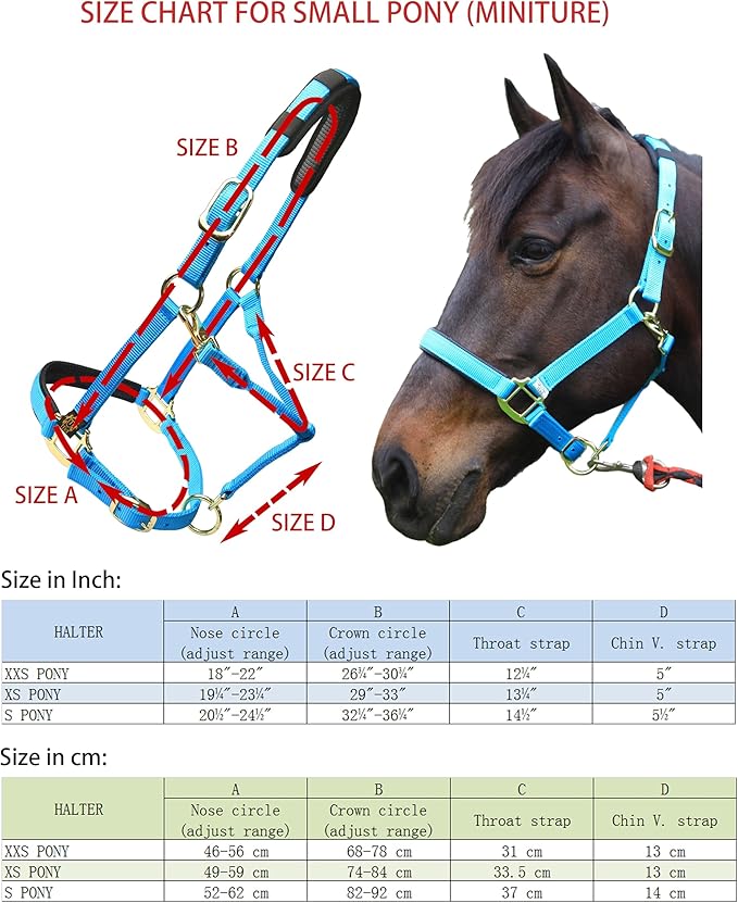 T TEKE Adjustable Horse Halters by Heavy Duty Soft Nylon, Padded with Anti-rubbing Waffle Neoprene on Both Crown & Nose-PawvioPets
