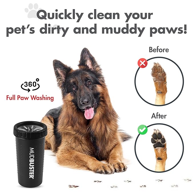Dexas MudBuster Portable Dog Paw Washer/Paw Cleaner, Large, Matte Black- Special Edition (PW72025-22WP)-PawvioPets