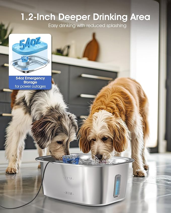 Dog Water Fountain for Large Dogs - 3 Gallon Stainless Steel Dog Water Bowl Dispenser with 4 Filters, Automatic Big Extra Large Capacity Pet Water Fountain, Easy Clean with Quiet Pump-PawvioPets