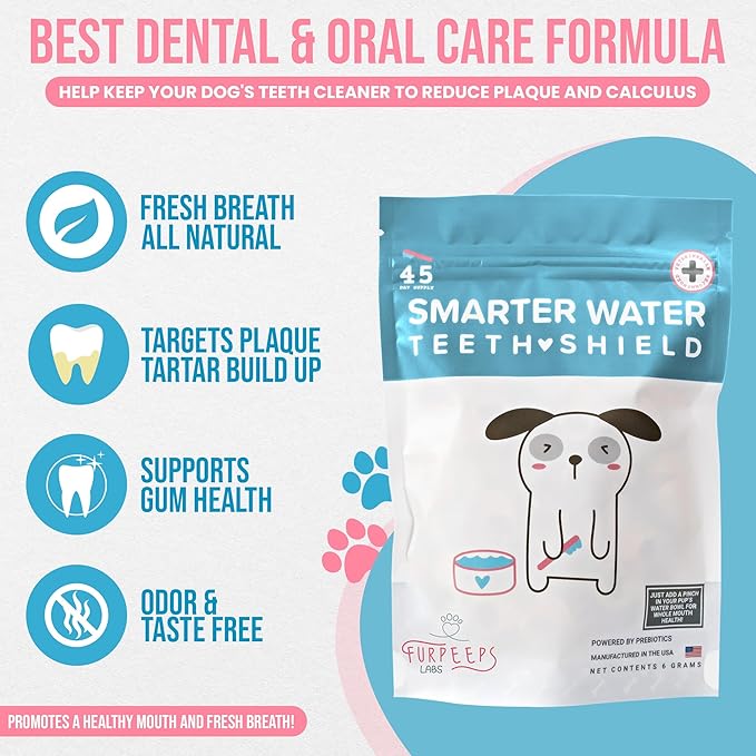 Dog Breath Freshener Powder for Water – Cat & Dog Dental Care Water Additive, Natural Plaque & Tartar Remover, Bad Breath Eliminator, Easy No-Brush Oral Hygiene – 45 Servings, Vet Recommended-PawvioPets