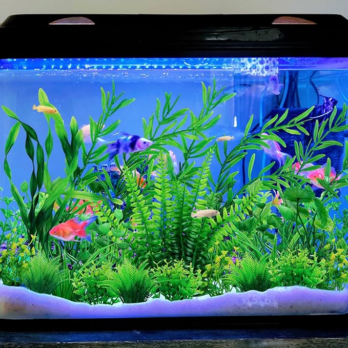 Aquarium Decorations - 25pcs Green Plants for Fish Tank, Plastic Decor Accessories-PawvioPets