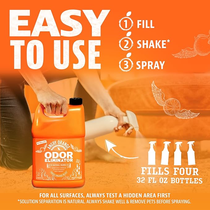 Angry Orange Pet Odor Eliminator for Dog and Cat Urine, Carpet Stains, and Strong Smells – Citrus Cleaner with Natural Orange Oil – 1 Gallon-PawvioPets