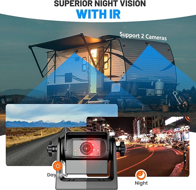 EWAY Wireless WiFi Magnetic Hitch Backup Camera 1080P HD Rechargeable Battery Powered No Wiring Rear View Reverse Monitoring Camera for Car Truck Pickup RV Camper 5th Wheel Horse Trailer Boat Trailer-PawvioPets