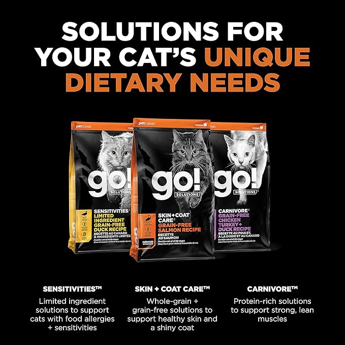 Go! Solutions Skin + Coat Care, Grain-Free Dry Cat Food, Salmon Recipe, 16 lb Bag-PawvioPets