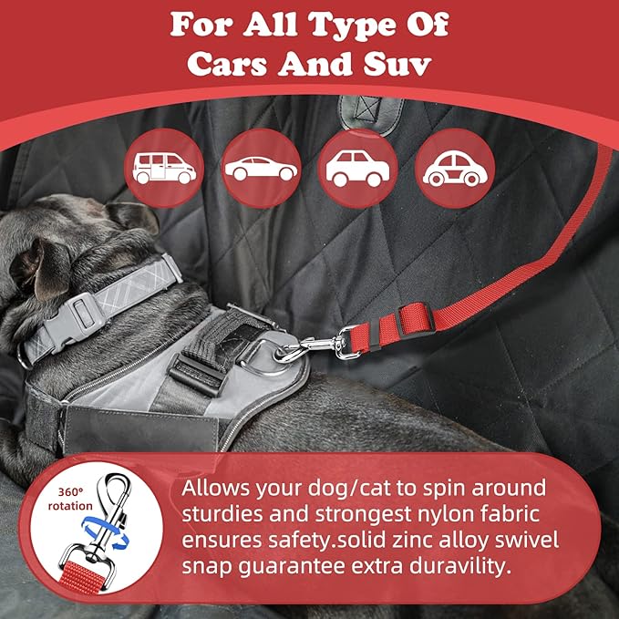 BWOGUE Pet Dog Cat Seat Belts, Car Headrest Restraint Adjustable Safety Leads Vehicle Seatbelt Harness (1 Pack)-PawvioPets