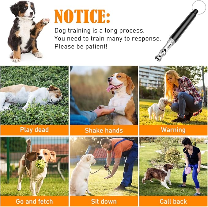 Dog Whistle, Dog Whistle to Stop Barking Neighbors Dog, Adjustable Ultrasonic Silent Training Device, Black-PawvioPets