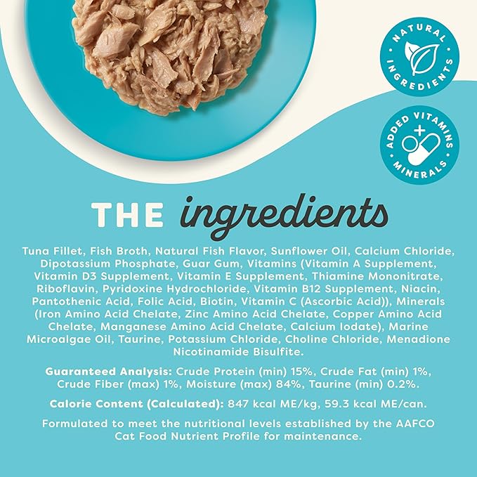 Applaws Vitality Wet Cat Food in Broth, Natural Canned Cat Food, Wet Food for Cats with Added Vitamins and Minerals, Grain Free, Carrageenan Free, Tuna Fillet in Broth (24 Count, 2.47 oz Cans)-PawvioPets