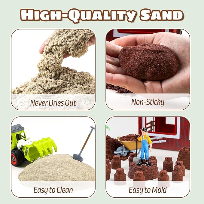 69 PCS Farm Sensory Bin Toys Playset, Sandboxes with Sand, Farmer Tractor & Farm Animals Figures Toys for Kids 3 4 5, Gifts for 6 7 Years Old Boys Girls Toddlers-PawvioPets