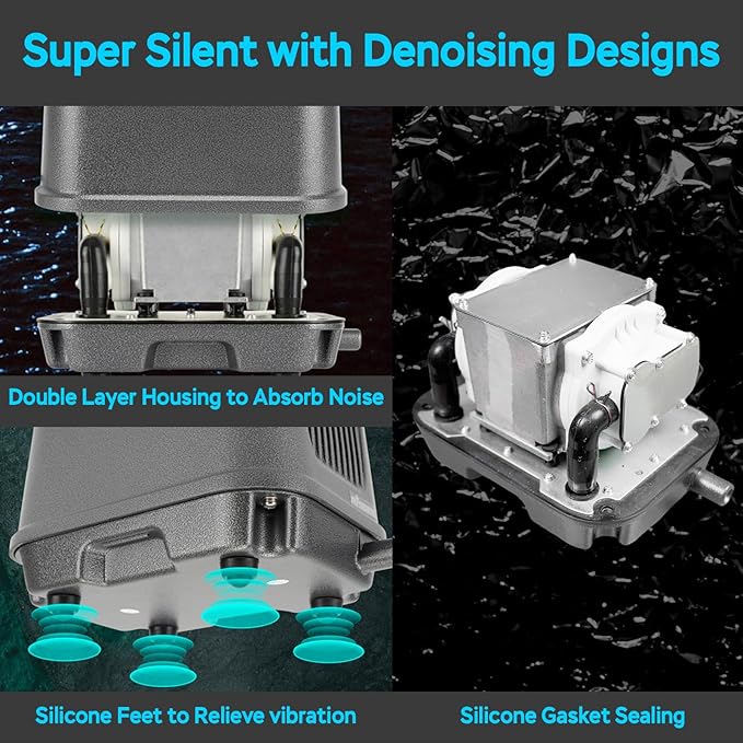 AquaMiracle Linear Air Pump, 635/950/1600/4000GPH Pond Bubbler Septic Air Pump, Energy-Efficient Pond Aerator for Outdoor Ponds, Aquariums, Hydroponics, Waste Treatment-PawvioPets