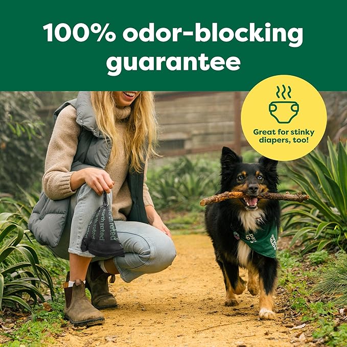 Earth Rated Odor-Blocking Poop Bags for Dogs with 3X Protect, Guaranteed to Block Smells & Leak-Proof Performance, Conceals Smell & Mess, Unscented, 108 Count-PawvioPets