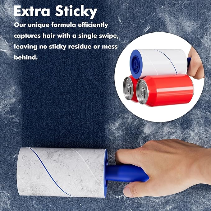 1200 Sheets Lint Roller with 6 Upgraded Handles (6 Rollers + 6 Refill), Mage Value Set Sticky Lint Rollers for Pet Hair, Portable Pet Hair Remover for Clothes, Furniture, Carpet, Dog and Cat-PawvioPets