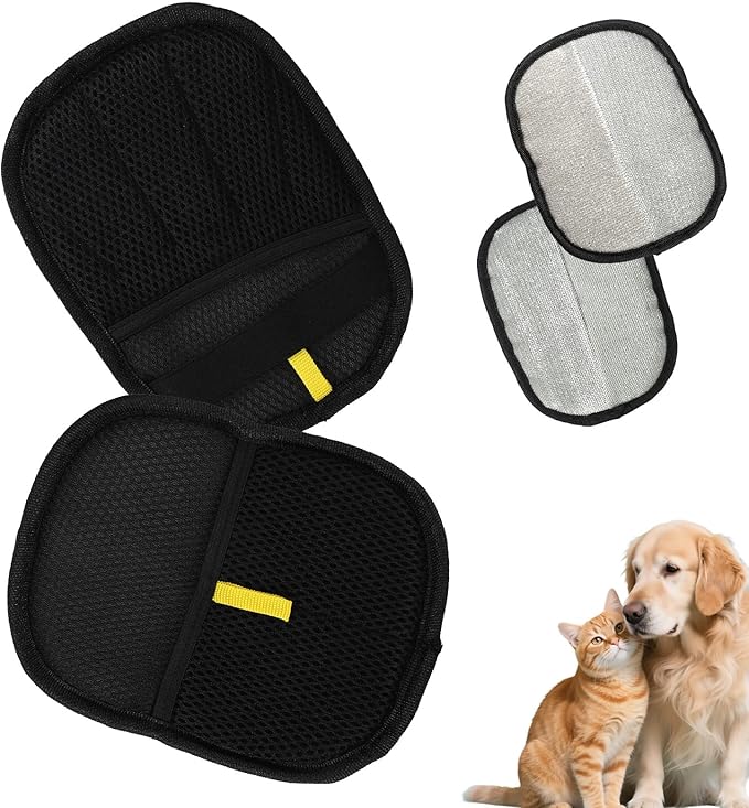 2pcs Pet Hair Removal Gloves, 2 Style Reusable Pet Hair Static Remover Mitt Glove for Cat Dog Sofa Furniture Carpet Curtain Bed Sheet Clothes Car Seat Cleaning Tool (Regular & Five Finger Style)-PawvioPets