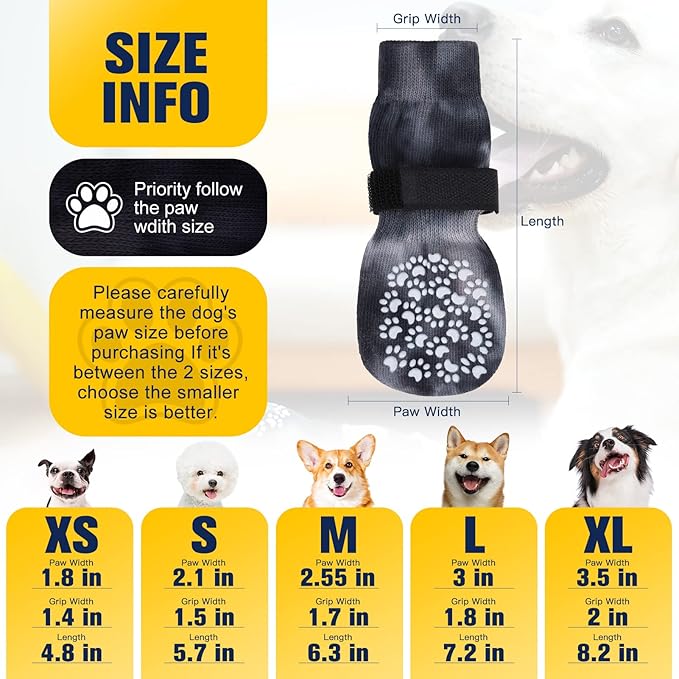 EXPAWLORER Anti Slip Dog Socks to Prevent Licking Paws, Dog Shoes for Hot Pavement, Dog Booties for Small Medium Large Senior Dogs, Traction Control Dog Boots & Paw Protectors for Hardwood Floors-PawvioPets