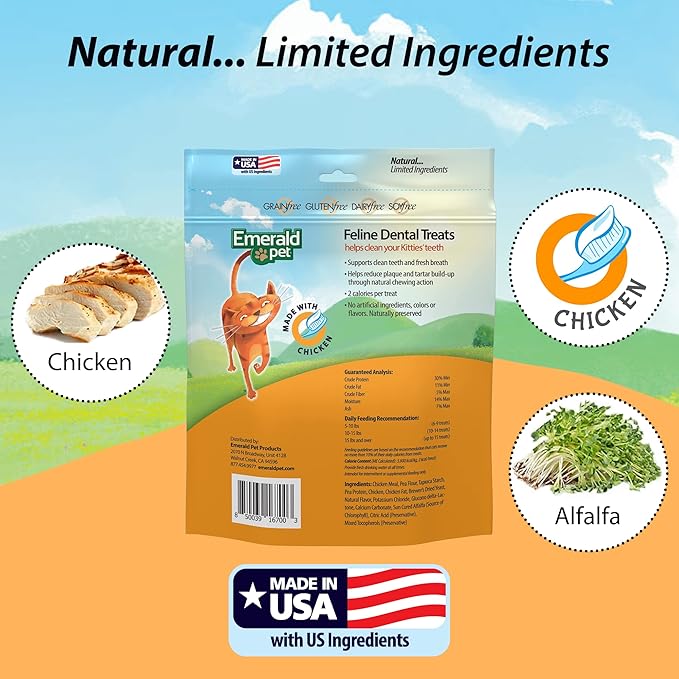 Feline Dental Treats — Tasty and Crunchy Cat Treats Grain Free — Natural Dental to Clean Teeth, Freshen Breath, and Reduce Plaque and Tartar Buildup — Chicken, 32 oz-PawvioPets