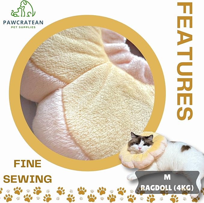 Adjustable Comfy Flower Style Elizabeth Collar for Cats Puppies Soft Recovery Cone Pet Protective Neck Collar (Yellow, Small)-PawvioPets