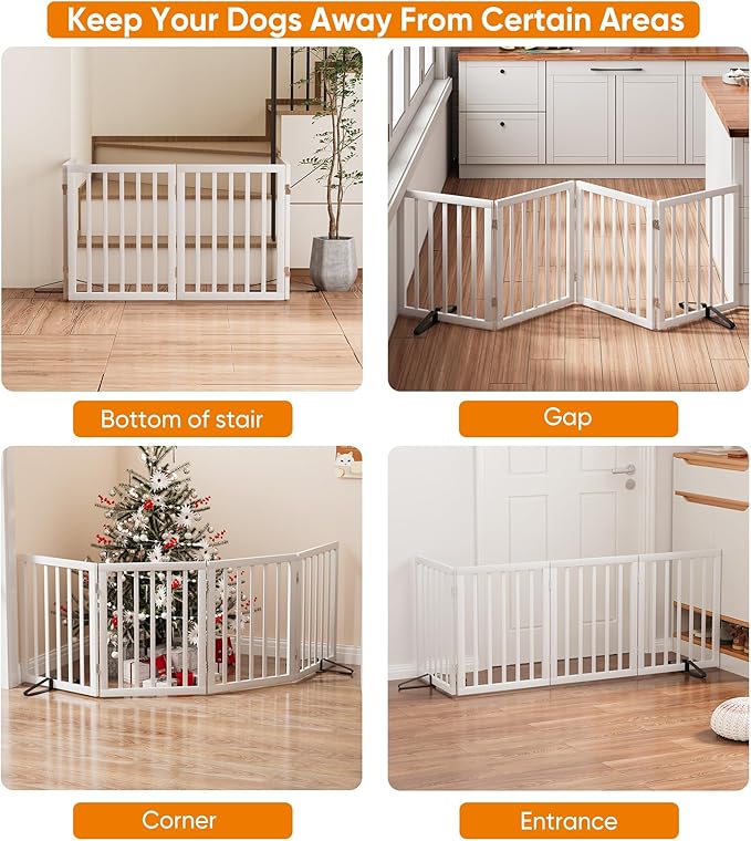 37-74" Wide Dog Gate 4 Panel Dog Gates for Stair Doorways House Indoor Freestanding Pet Gates for Dogs, Doogie Puppy Fences-PawvioPets