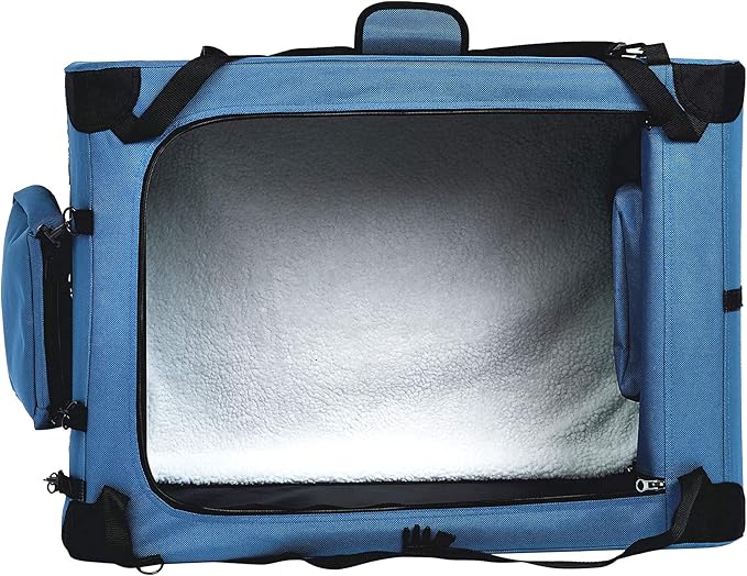 Amazon Basics Folding Portable Soft Pet Dog Crate Carrier Kennel, 36 x 24 x 24 inches, Blue-PawvioPets