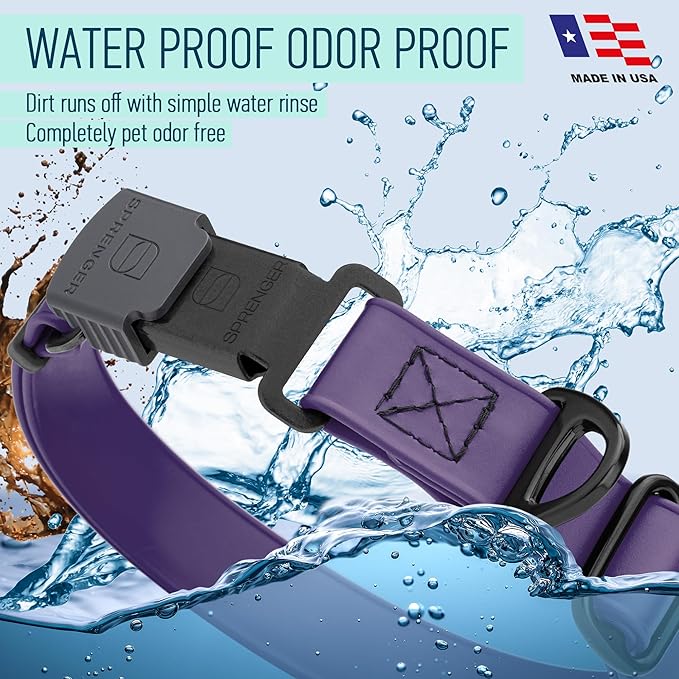 Dogline Biothane Waterproof Dog Collar with Herm Sprenger Stainless Steel Quick Release Buckle – Heavy Duty Tactical Durable Collar for Dogs – Comfortable and Safe Pet Collar, W 3/4" L 12-19", Purple-PawvioPets