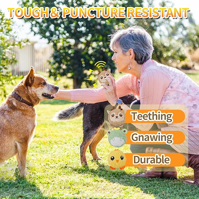 DKING 3Pack Squeaky Dog Balls,2 in1 Funny Puppy Ball Toys,Birthday Dog Toy for Small Medium Dogs (Farm Ball)-PawvioPets