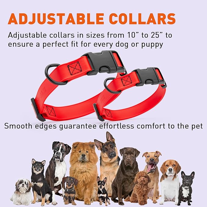 Dogline Biothane Waterproof Dog Collar with Quick Release Buckle Strong Coated Nylon Webbing with Odor- Proof for Easy Care Easy to Clean Fits Small Medium Large Dogs, Red 5/8" W 9-14" L-PawvioPets