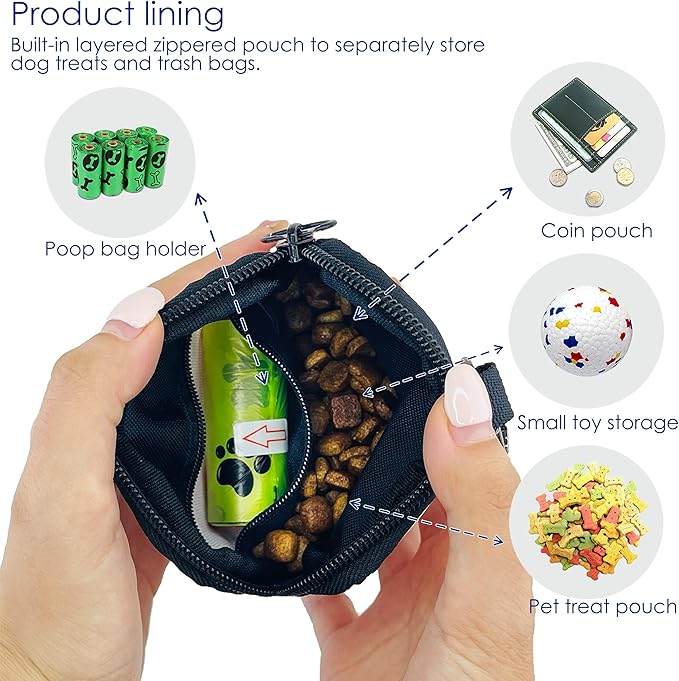Dog Treat Pouch for Pet Walking and Training with Clicker Poop Bags Small Fanny Zipper Pack Holder for Puppy Snack Dispenser Kit for Leash and Outdoor Use (Valentine)-PawvioPets