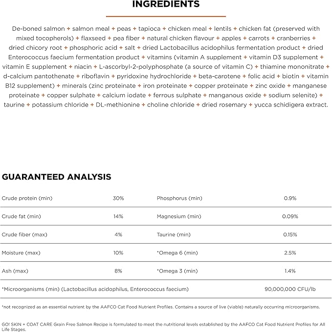 Go! Solutions Skin + Coat Care, Grain-Free Dry Cat Food, Salmon Recipe, 16 lb Bag-PawvioPets