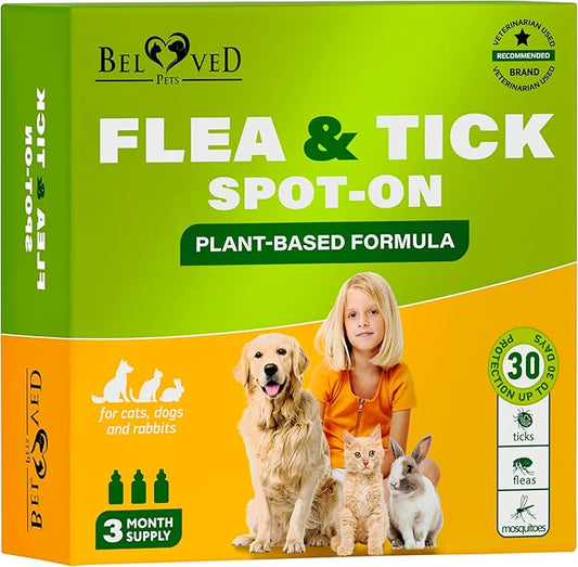Flea and Tick Prevention for Small Dogs & Cats, Rabbits - Natural Flea Treatment & Pest Control - Topical Flea & Mosquito Repellent for Puppy and Kitten - All Pets-PawvioPets
