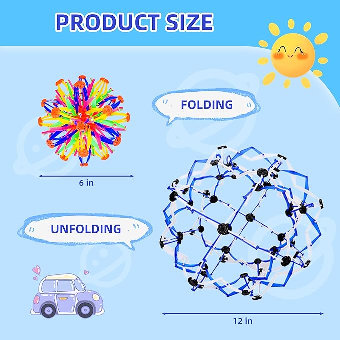 2Pcs Colorful Sphere Expandable Breathing Balls Fidget Toy-Great Anxiety Stress Reliever,Collapsible Expanding Magic Ball Toys for Kids & Adults Mindfulness Meditation Practices , Yoga -ADHD-PawvioPets