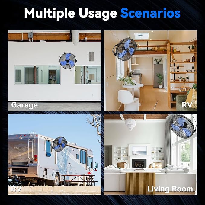 4580 CFM 18 inch High Velocity Wall Mounted Fan, 3-Speed Metal Fan with Sealed Motor, 360 Degree Tliting Heavy Duty Wall Fan for Patio, Barn, Garage, and Gazebo - UL listed-PawvioPets